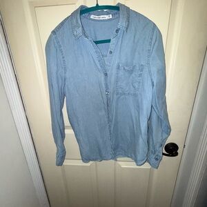 Calvin Klein Women's Light Blue Button Down Shirt
